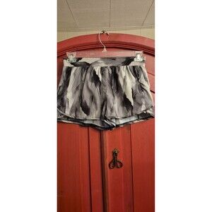 Calia Medium Grey Shorts Black Tie Dye Look  Zipper Pocket Running Lined EUC